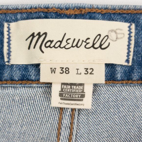 Madewell Men’s Relaxed Fit Jeans 38x32 Medium Wash Denim Factory Distressed - Picture 3 of 16